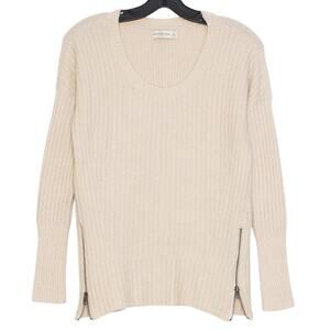 Abercrombie & Fitch Sweater Wool Minimalist Cozy Neutral Ribbed Cream Size Small